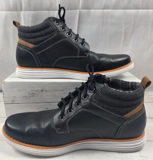 Bruno Marc Lace Up Grand-High Top Lightweight Black/Tan Men's Shoes Size 9.5